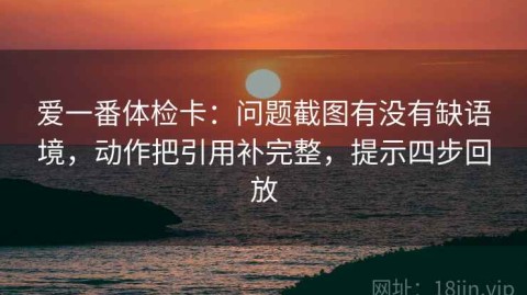 爱一番体检卡：问题截图有没有缺语境，动作把引用补完整，提示四步回放