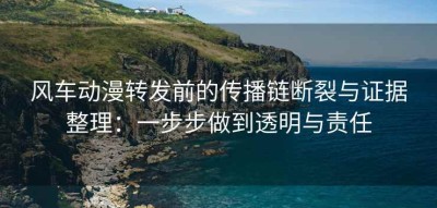 风车动漫转发前的传播链断裂与证据整理：一步步做到透明与责任